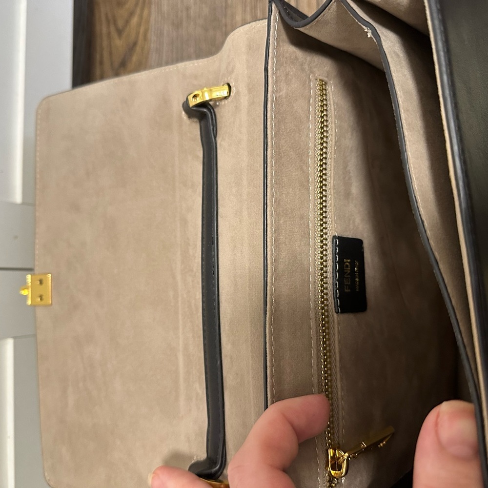 Fendi Brown and Black FF Logo Shoulder Bag with Gold Hardware - Picture 8 of 9